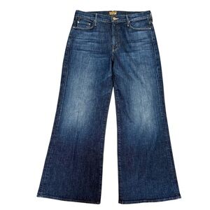 MOTHER Women's Wide Leg Flare Jeans in Dark Indigo Blue